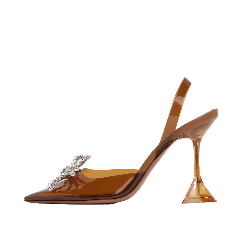 Sneakers og sko Amina Muaddi Exclusive Rosie Slingback Heels with Crystal Embellishment Brun | ROSIE GLASS SLING CL PVC