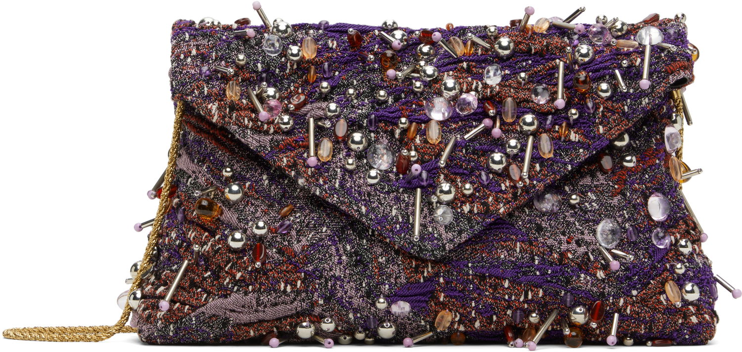 Håndtaske Dries Van Noten Dries Van Noten Embellished Envelope Clutch Bag Lilla | 251-011513-896, 0