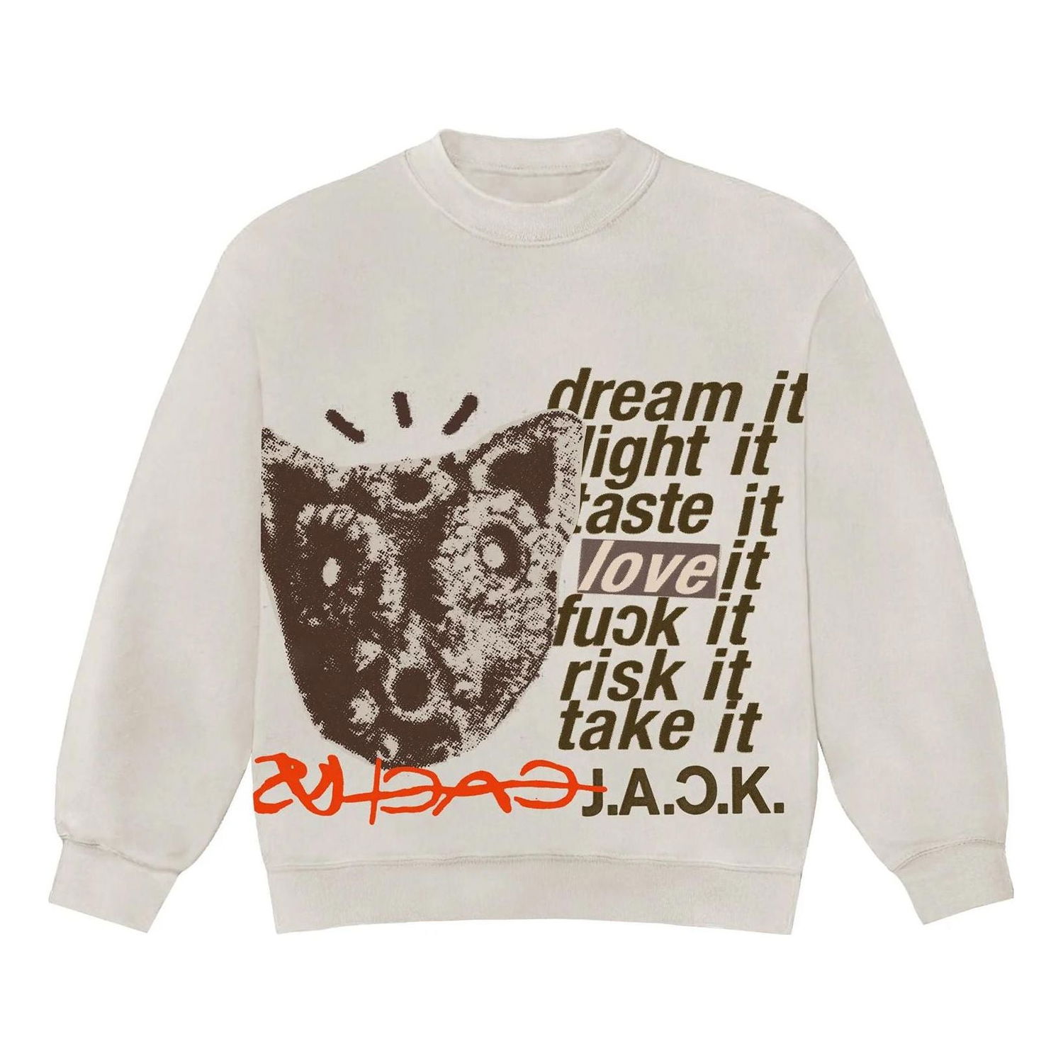 Sweatshirt Cactus Jack by Travis Scott Travis Scott Cactus Jack D.L.T.L.F.R.T. Crewneck Beige | CJFN-SS89, 0