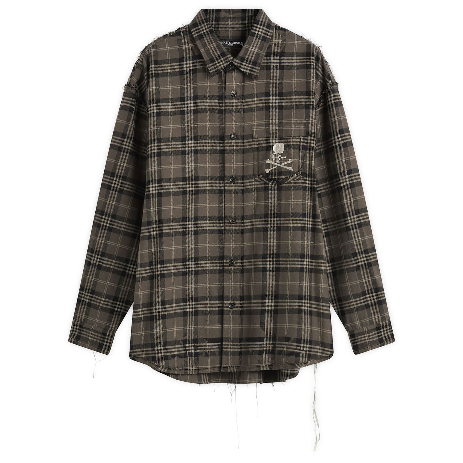 Skjorte Mastermind WORLD MASTERMIND WORLD Reversible Raw Edge Plaid Shirt Flerfarvet | MW25S15-SH007-026, 0