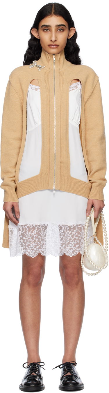 Kjole Simone Rocha Simone Rocha Embellished Window Zip Cardigan Beige | LMK4BW 0660, 0