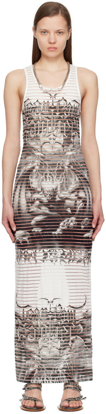 Kjole Jean Paul Gaultier Graphic Print Scoop Neck Maxi Dress Hvid | 24/25-F-RO158-J544-0100