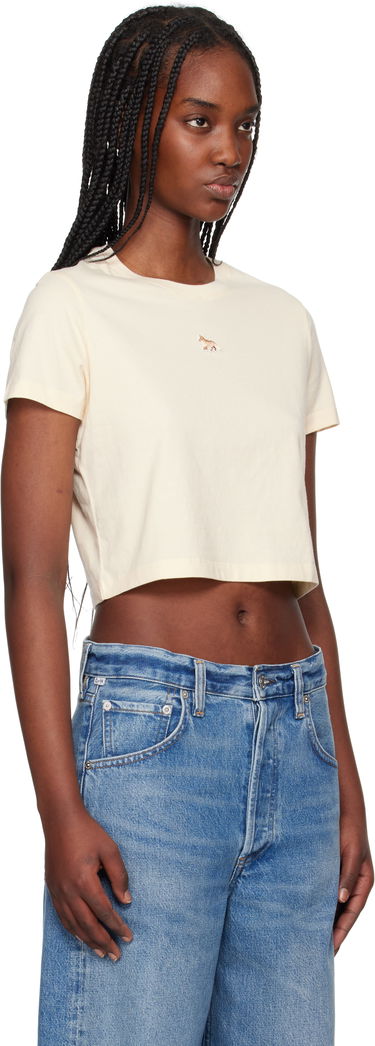 Crop top MAISON KITSUNÉ Maison Kitsuné Baby Fox Patch Cropped T-Shirt Beige | MW00105KJ0008, 1