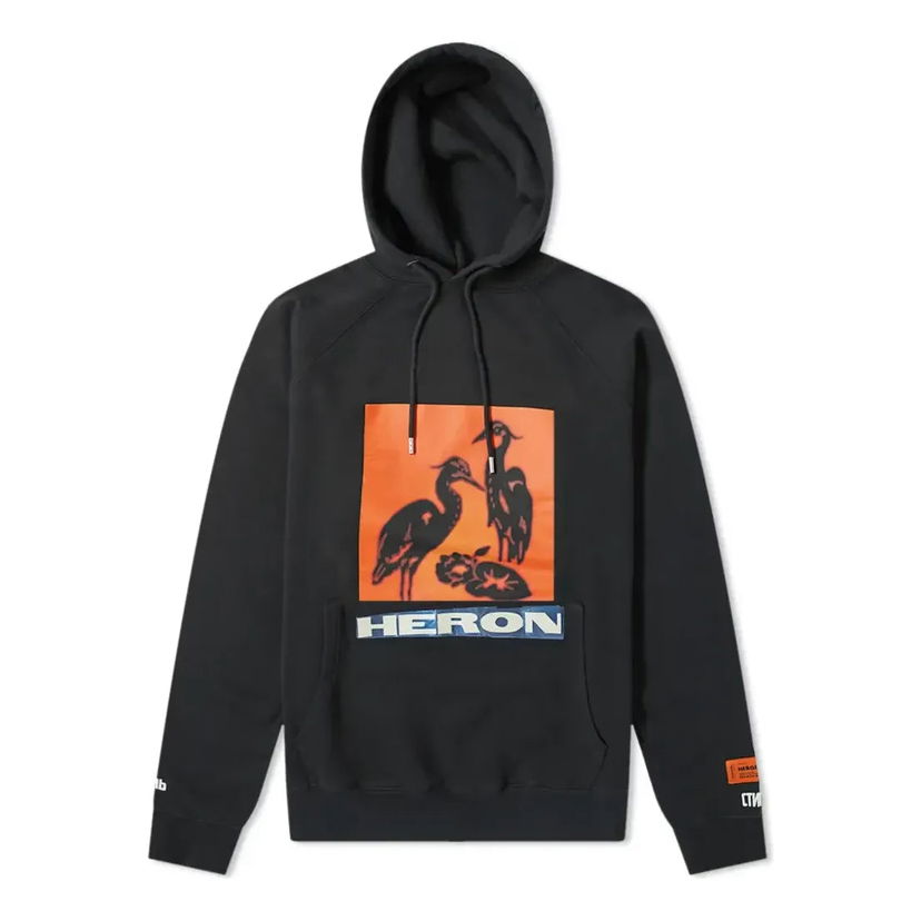 Sweatshirt HERON PRESTON Heron Preston Pop Over Graphic Print Hoodie Sort | HMBB001F198080030488