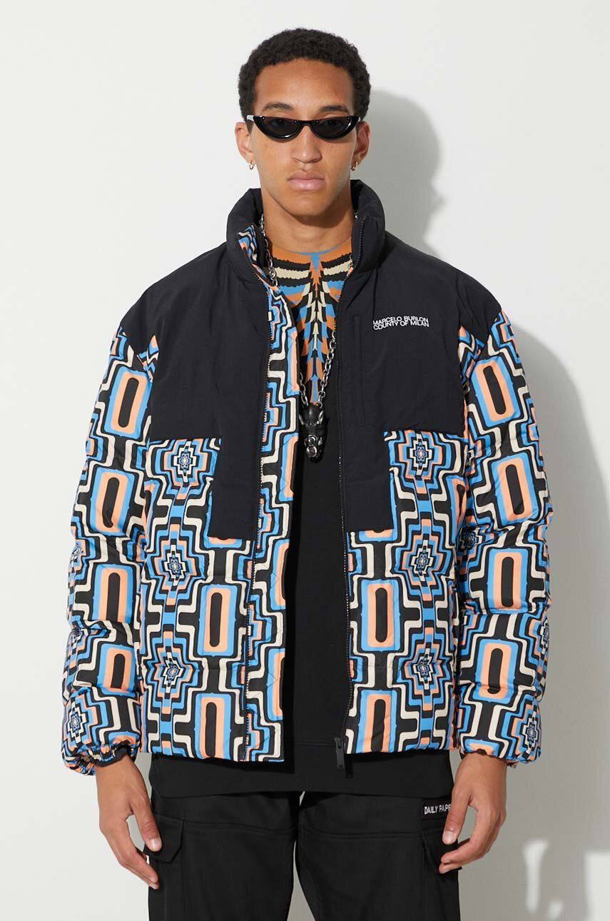 Puffer jakke Marcelo Burlon Optical Cross Block Puffer Jacket Sort | CMEJ001F23FAB0023310, 0