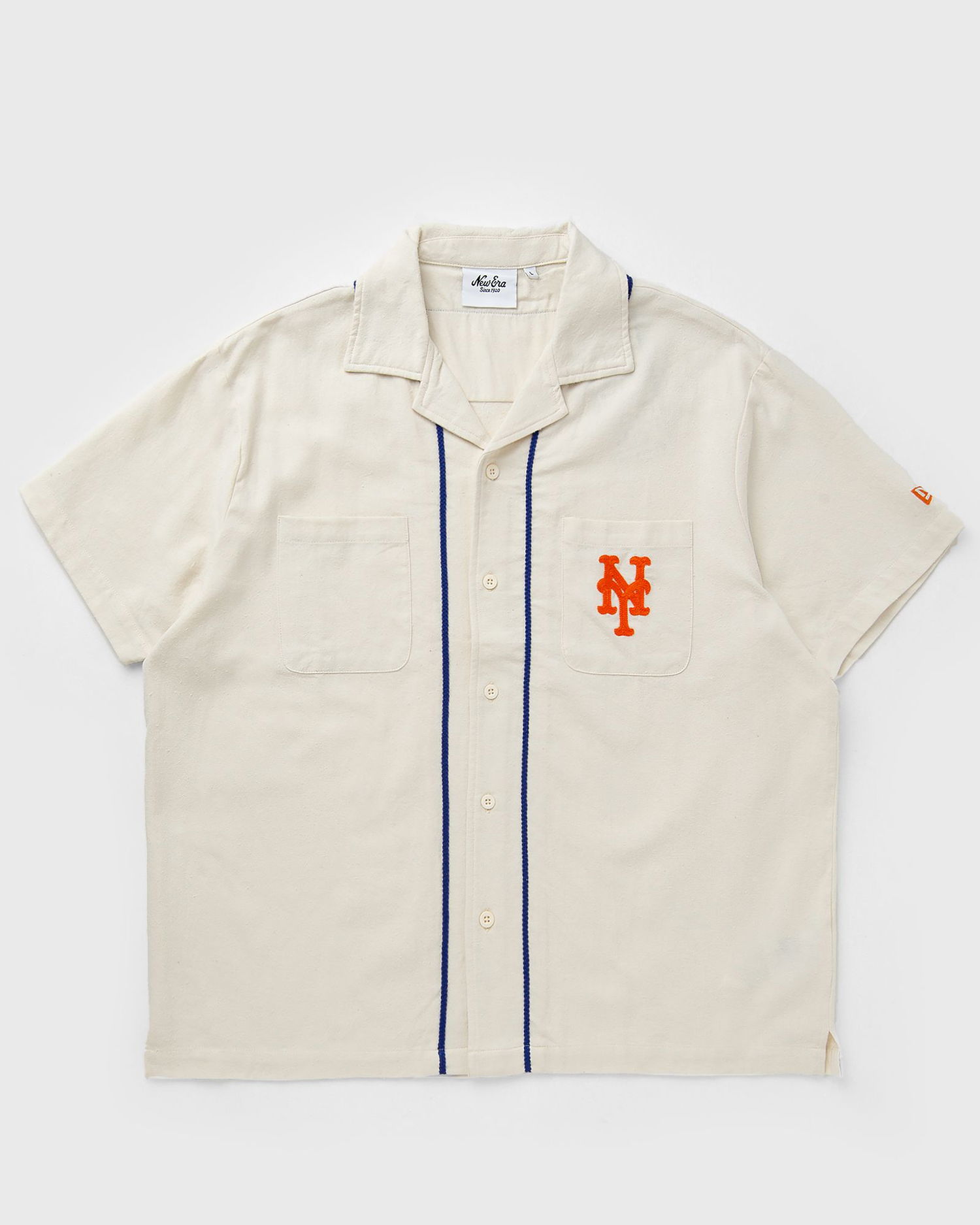 Skjorte New Era MLB Piping Revere Shirt New York Mets Beige | 60756033, 0