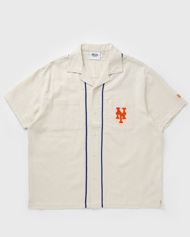 Skjorte New Era MLB Piping Revere Shirt New York Mets Beige | 60756033, 0