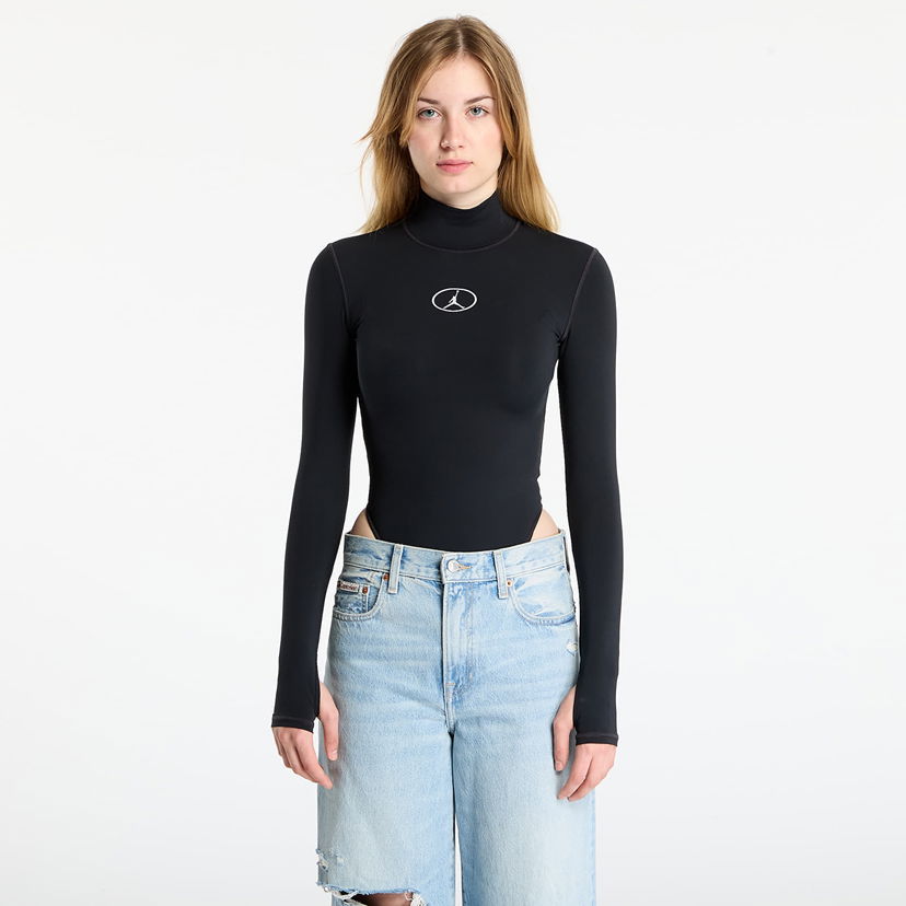 Krop Jordan Flight Mountainside Long-Sleeve Mock Neck Bodysuit Sort | HV0350-010