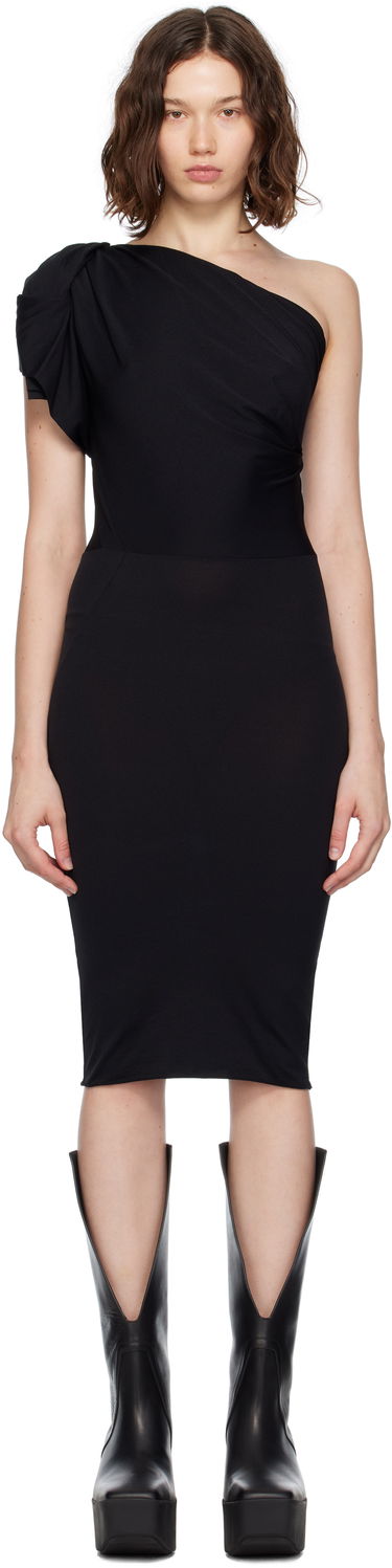Kjole Rick Owens Concordians Twist One-Shoulder Midi Dress Sort | RP02E4521 JN, 0