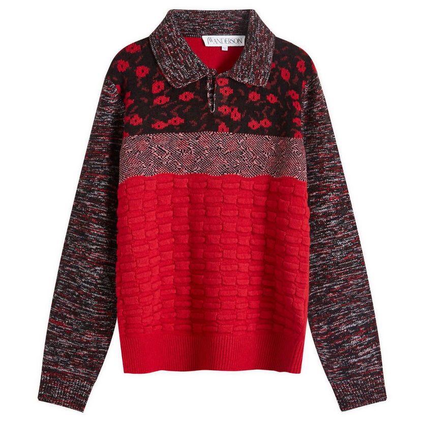 Sweater JW Anderson Multi Stitch Polo Rød | KW1231-YN0357-417