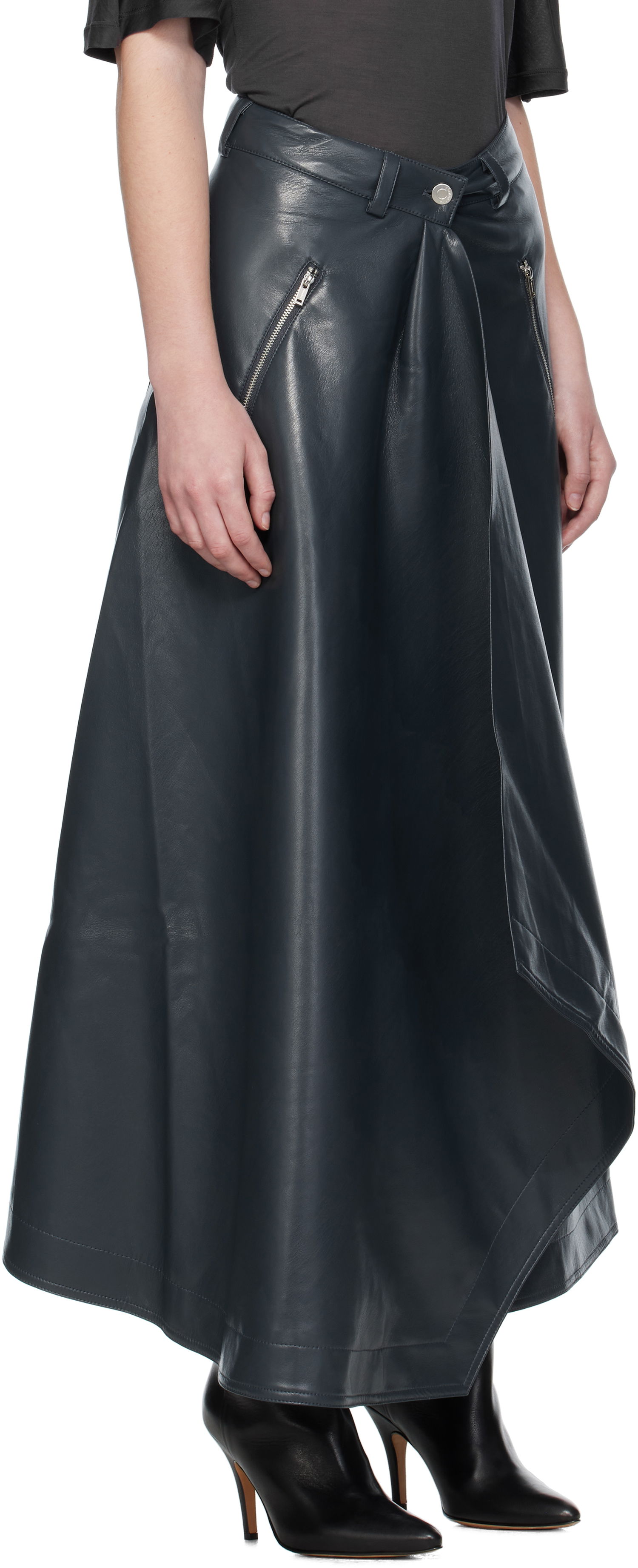 Nederdel Nanushka Nanushka Neith Draped Vegan Leather Maxi Skirt Mørkeblå | NW25PFSK01455, 1
