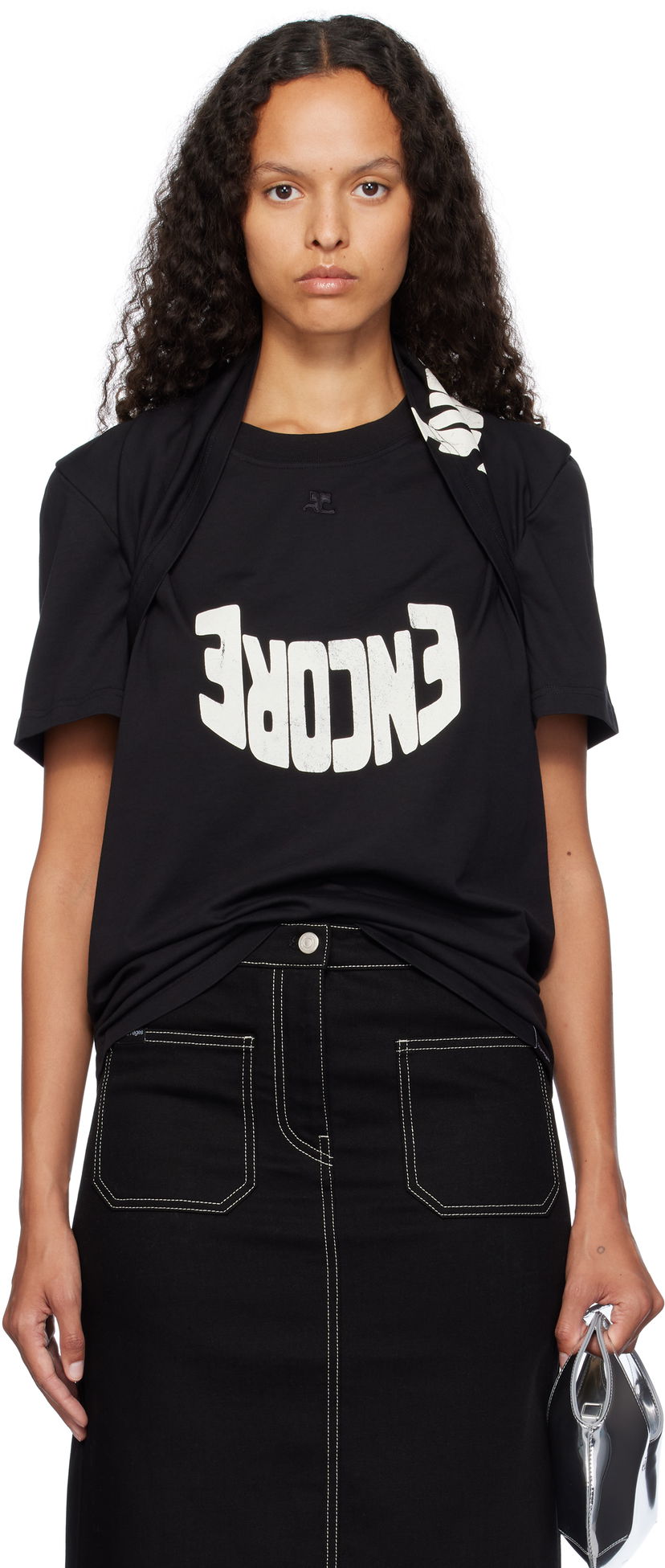 T-shirt Courrèges Encore Print Cotton T-shirt Sort | 324JTO332JS0112
