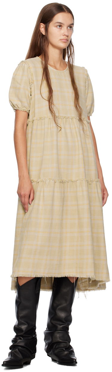 Kjole R13 R13 Shredded Relaxed Midi Dress Gul | R13WR045-R260D, 3