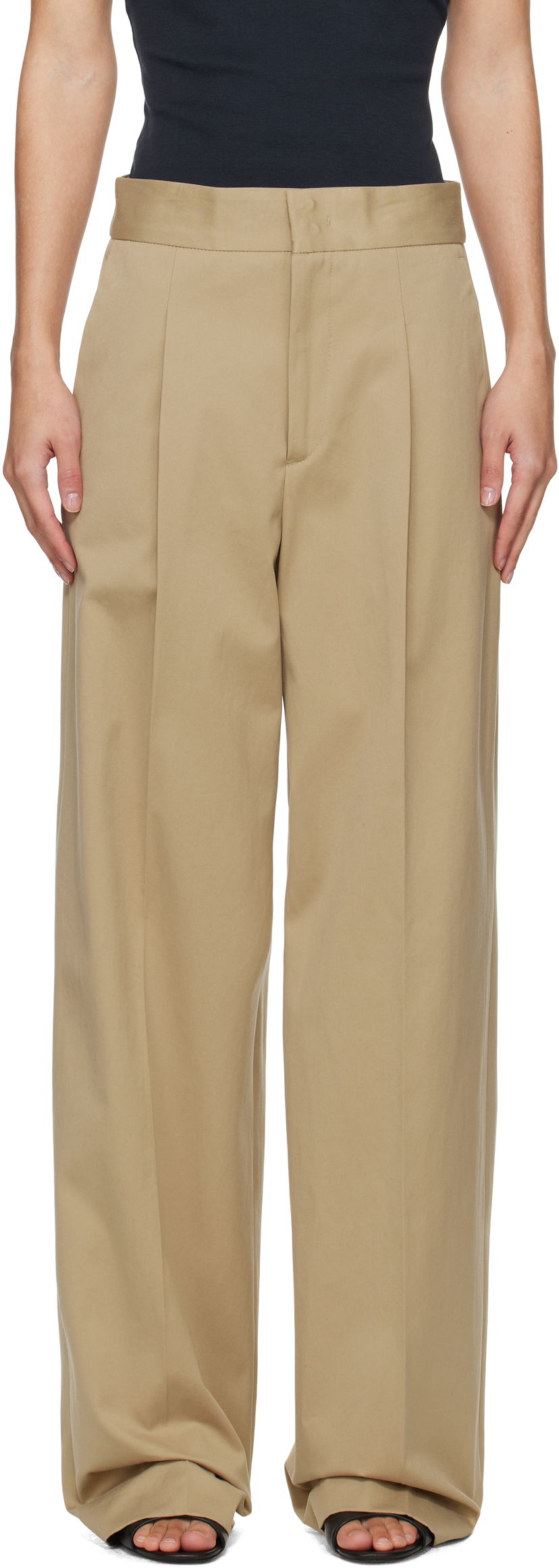 Bukser MSGM MSGM Faille Pleated Trousers Beige | 3841MDP20 257138