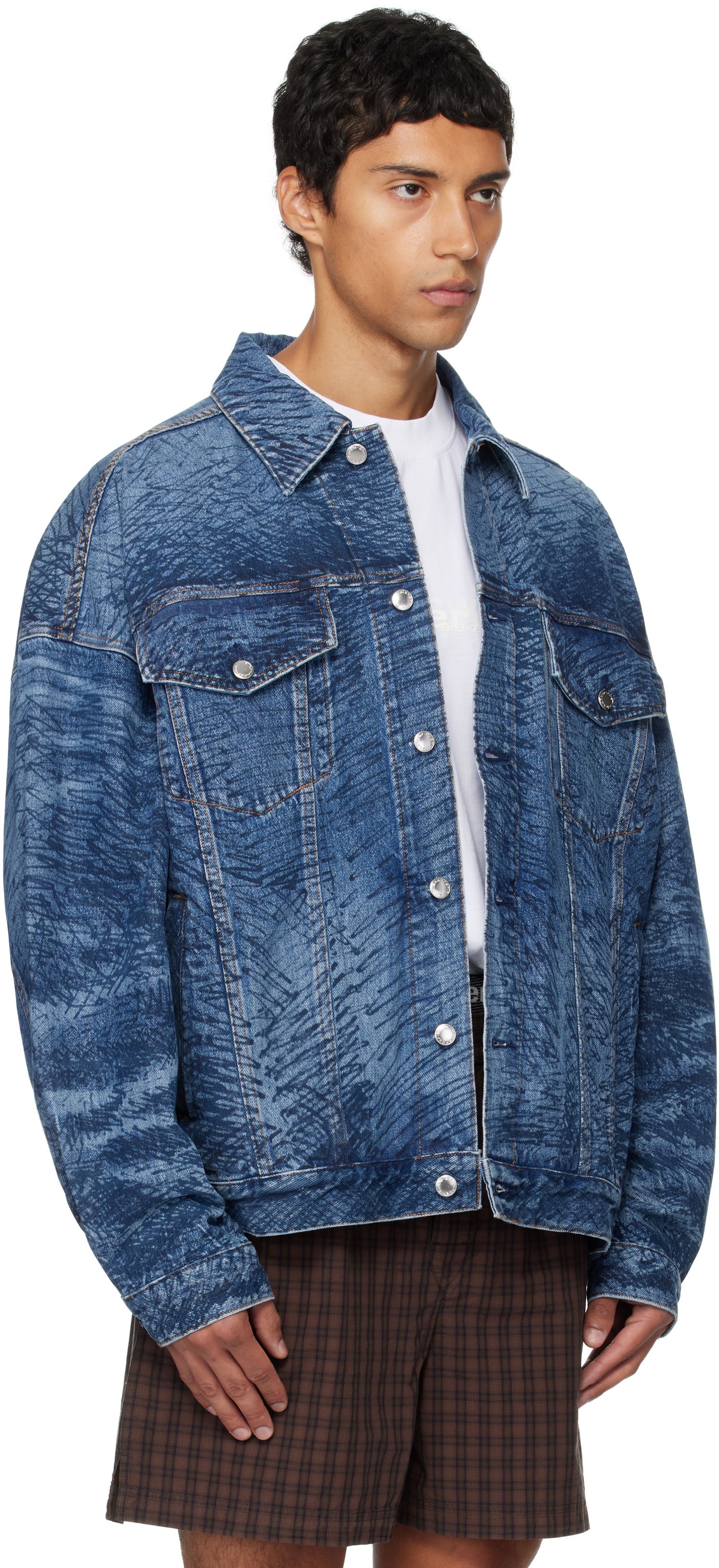 Jakke Alexander Wang Alexander Wang Graffiti Oversized Denim Trucker Jacket Blå | 6DC3252831, 1