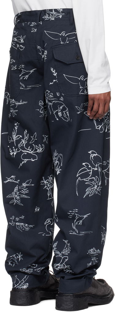 Bukser Engineered Garments Engineered Garments Carlyle Print Trousers Mørkeblå | 25S1F012, 2