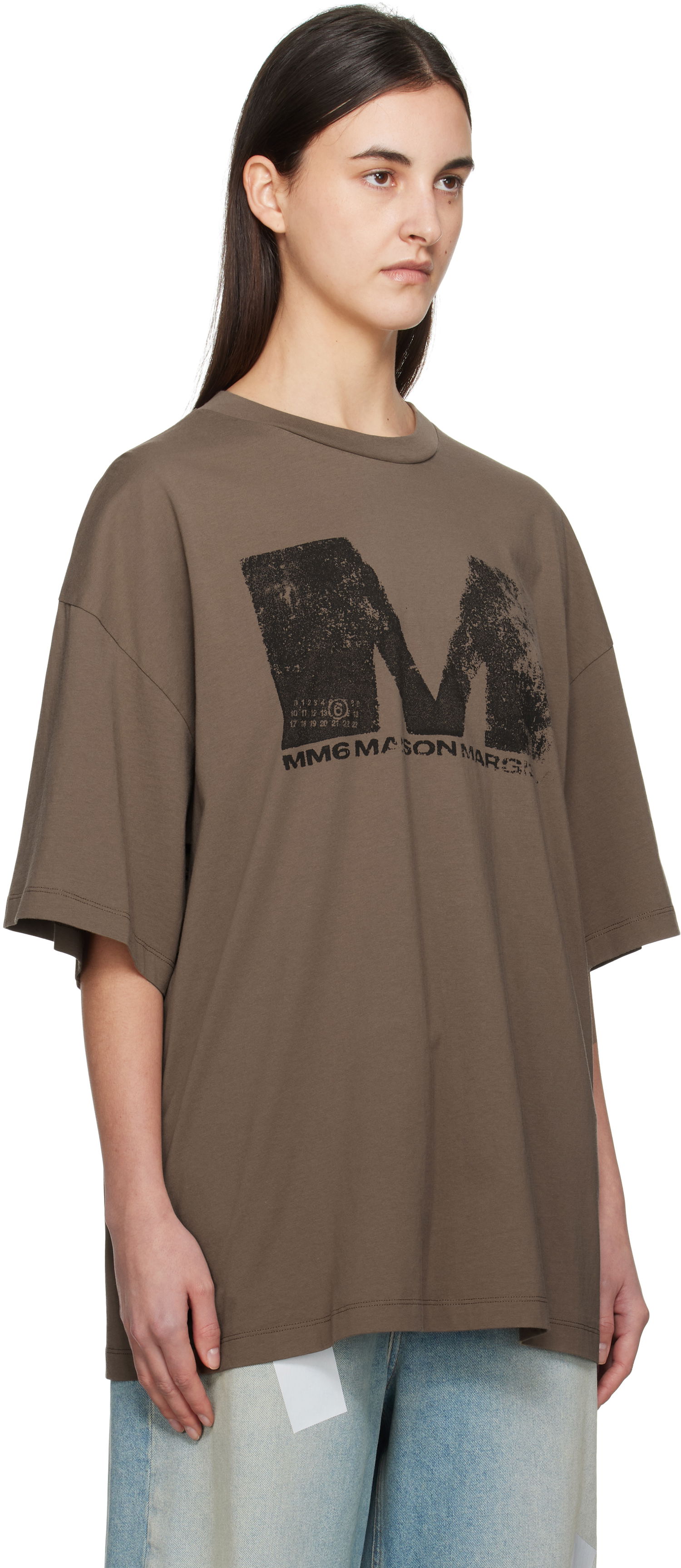 T-shirt Maison Margiela MM6 Maison Margiela Sunbleached Logo T-Shirt Brun | S52GC0342 S24312, 1