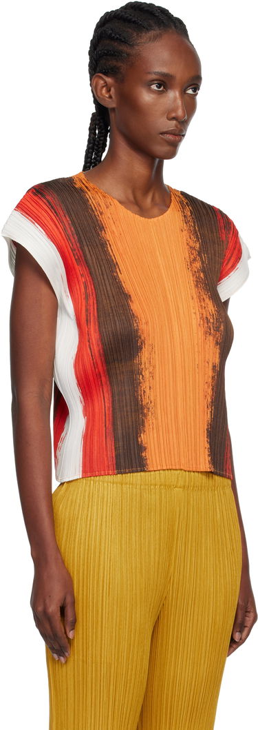T-shirt Pleats Please Issey Miyake PLEATS PLEASE ISSEY MIYAKE Pleated Short Sleeve Brushstroke Top Flerfarvet | PP58JK672, 1