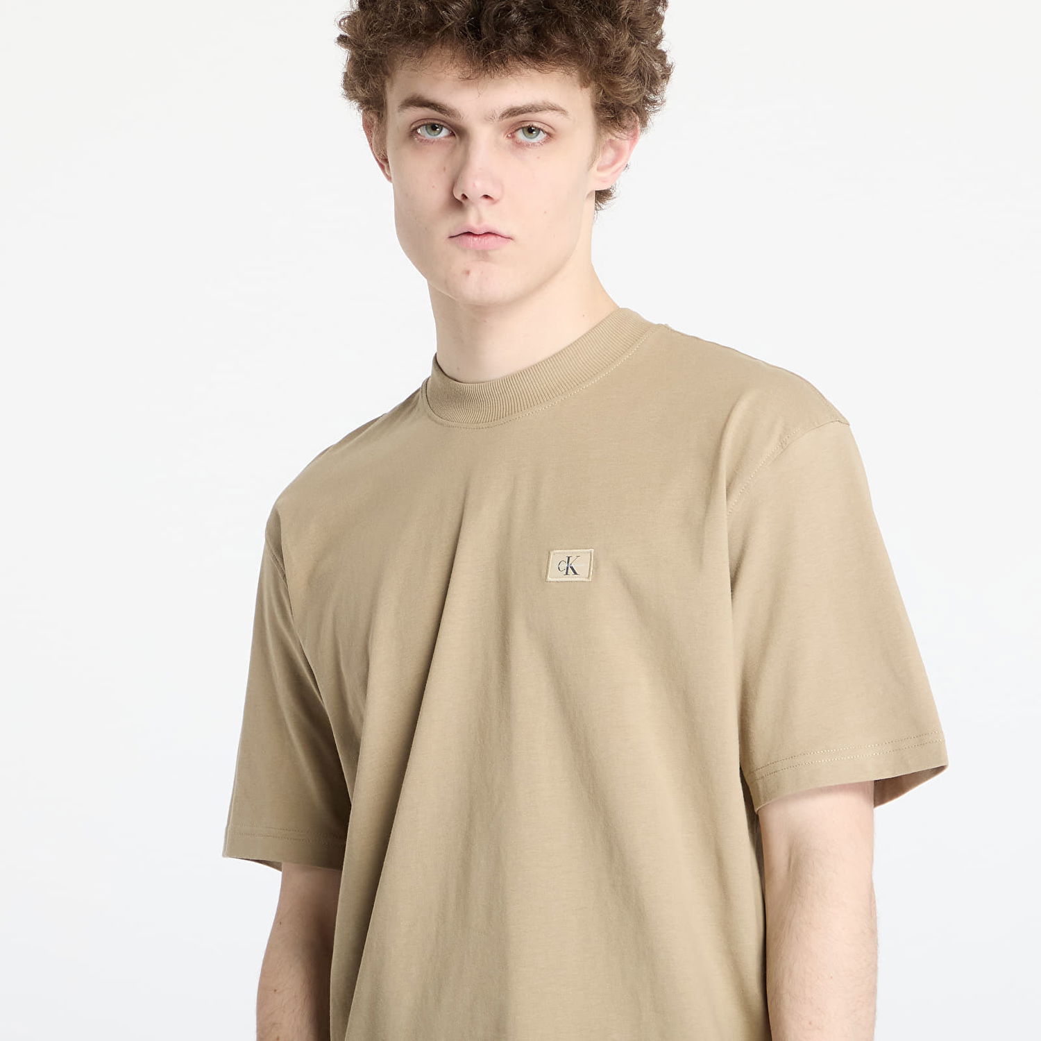 T-shirt CALVIN KLEIN Calvin Klein Jeans Woven Label Relaxed T-Shirt Beige | J30J326857 HI0, 1