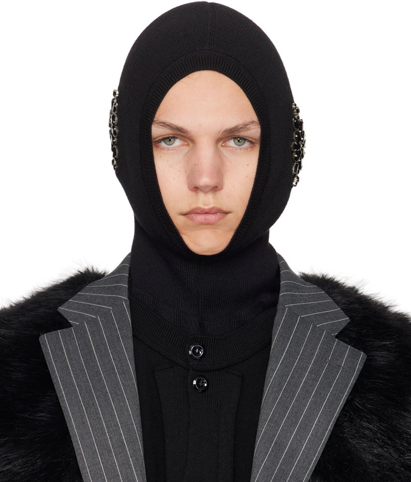 Beanie Simone Rocha Simone Rocha Merino Silk Knit Balaclava with Crystal Embellishments Sort | KMK5MB 0647
