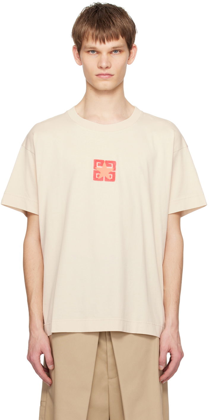 T-shirt Givenchy 4G Stars T-Shirt Beige | BM71JB3YLZ129