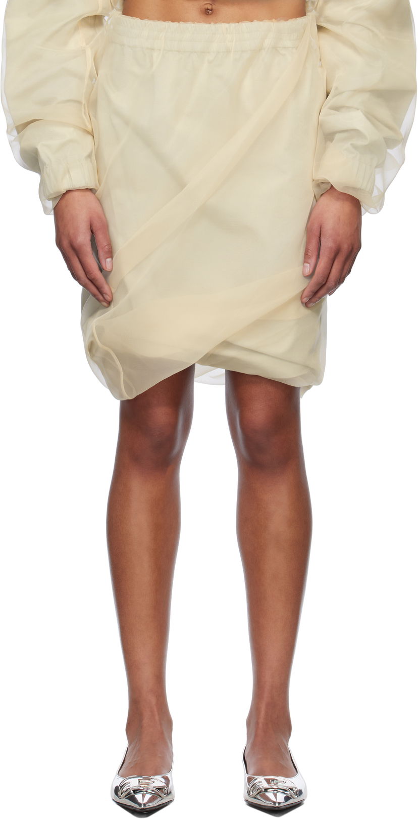 Nederdel We11done We11done Layered Mini Skirt Beige | WD-SK0-25-280-W-BG