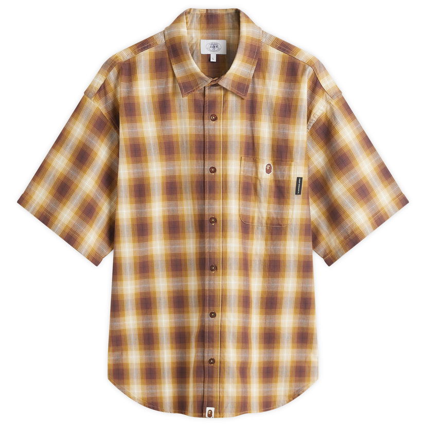 Skjorte BAPE Ombre Check Relaxed Fit Shirt Brun | 001SRL301004M-YEL