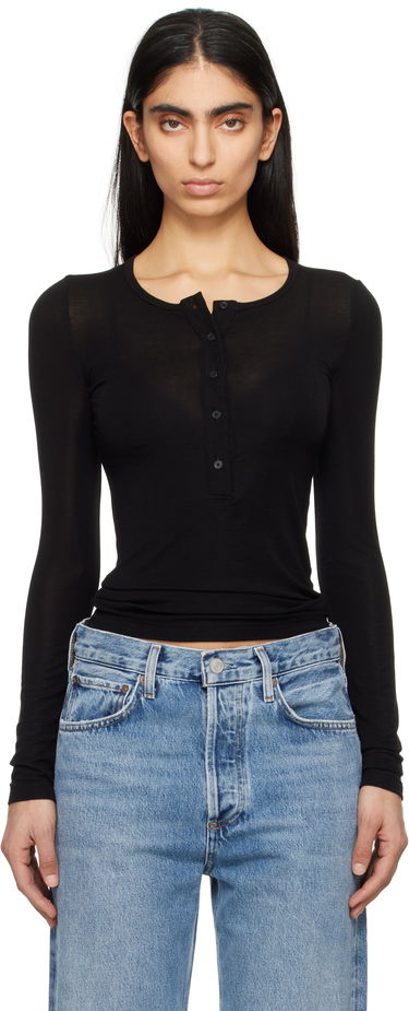 T-shirt AGOLDE AGOLDE Faustine Henley Top Sort | A7339-1618, 0