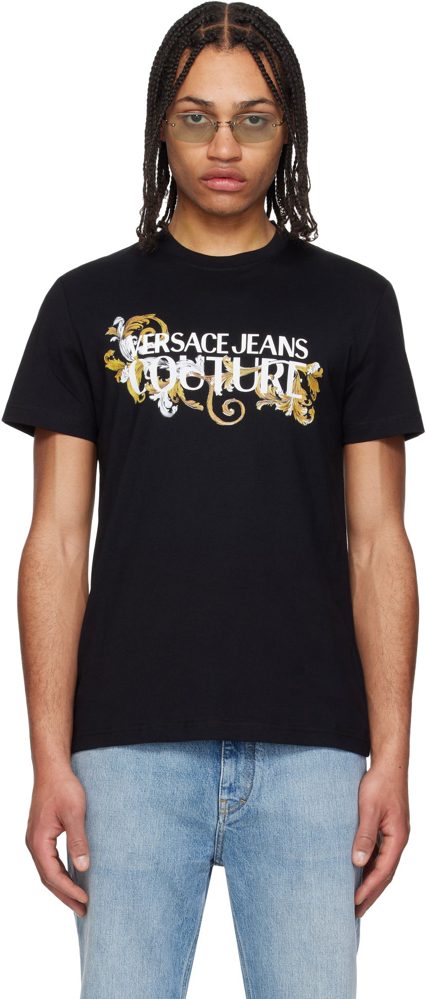 T-shirt Versace Versace Jeans Couture Logo Baroque T-Shirt Sort | E78GAHC05_ECJ01C