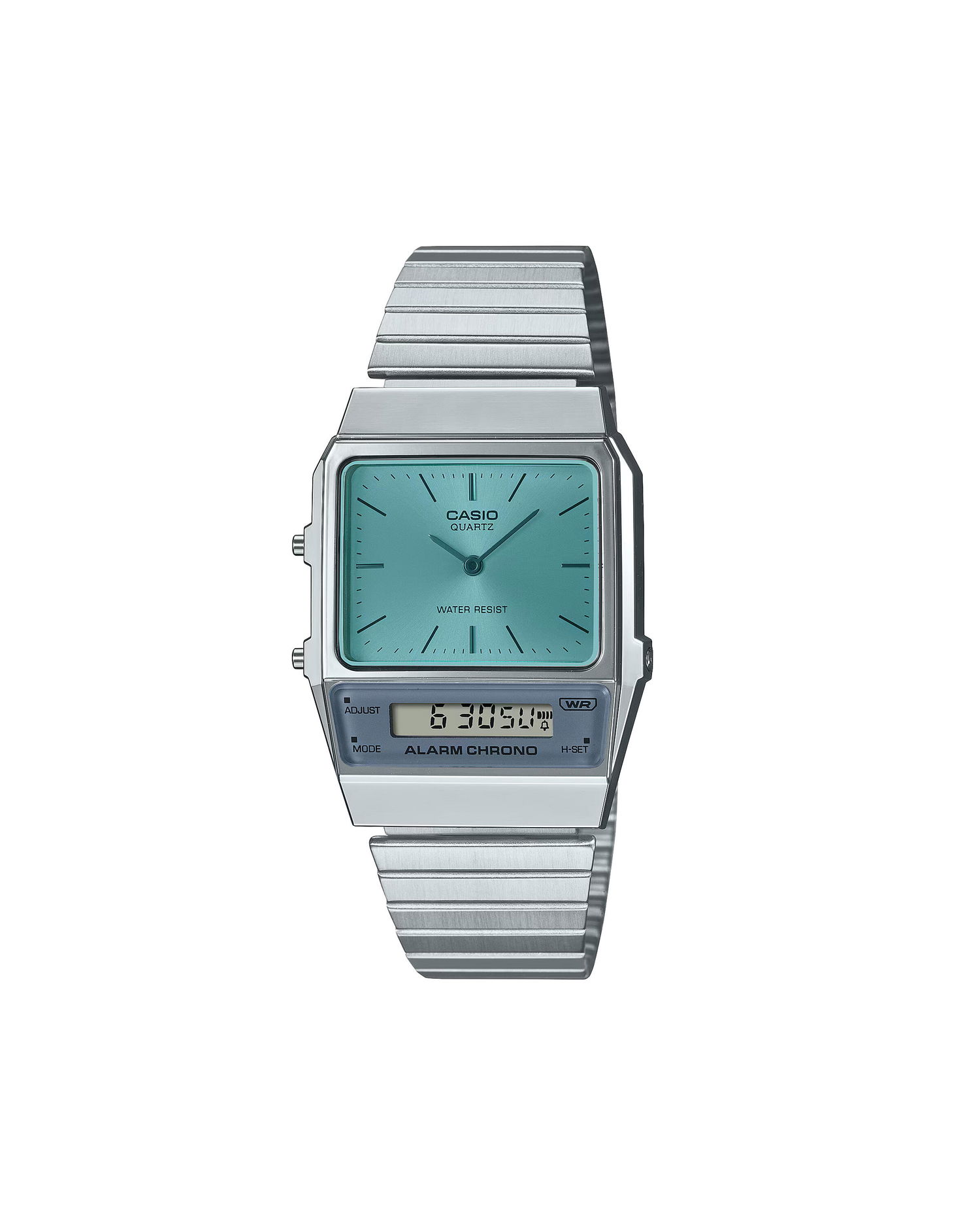 Ur CASIO Rectangular Case Combination Display Water Resistant Alarm Chrono Watch Metalisk | AQ-800EC-2AEF, 0