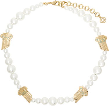 Halskæde Casablanca Faux-Pearl Column Necklace with Gold Accents Hvid | APS25-JW-260-01, 0