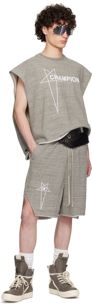 Shorts Rick Owens Rick Owens Champion Edition Beveled Pods Shorts Grå | CM01E1687 CHMJ MELANGE JERSEY, 3