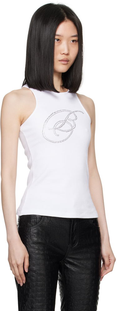 Tanktop Blumarine Crystal-Cut Logo Tank Top Hvid | A422T076A, 3