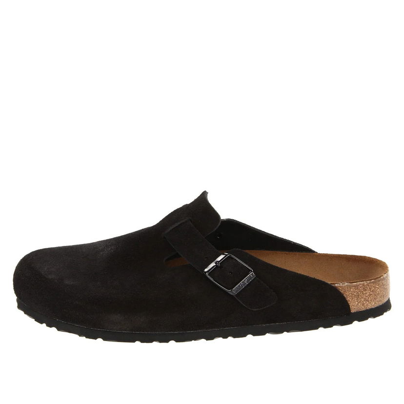 Sneakers og sko Birkenstock Boston Soft Footbed Suede Narrow Fit Sandals Sort | 0660473