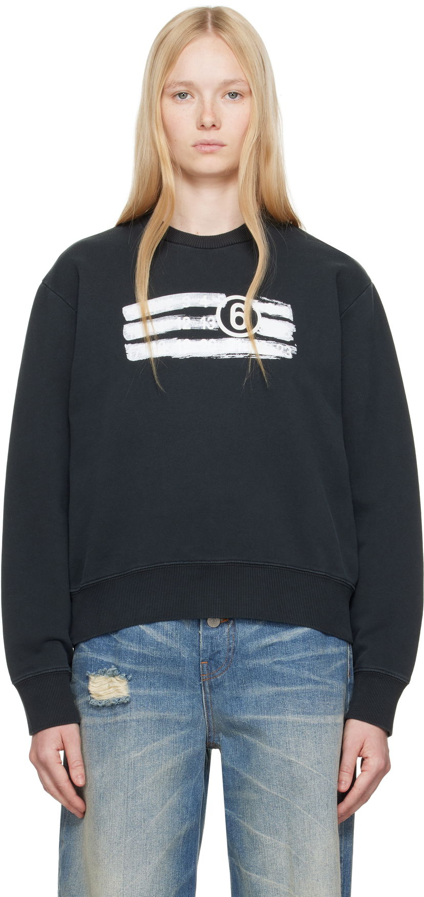 Sweater Maison Margiela MM6 Maison Margiela Unbrushed Jersey Sweatshirt Sort | S62GU0139 M25004