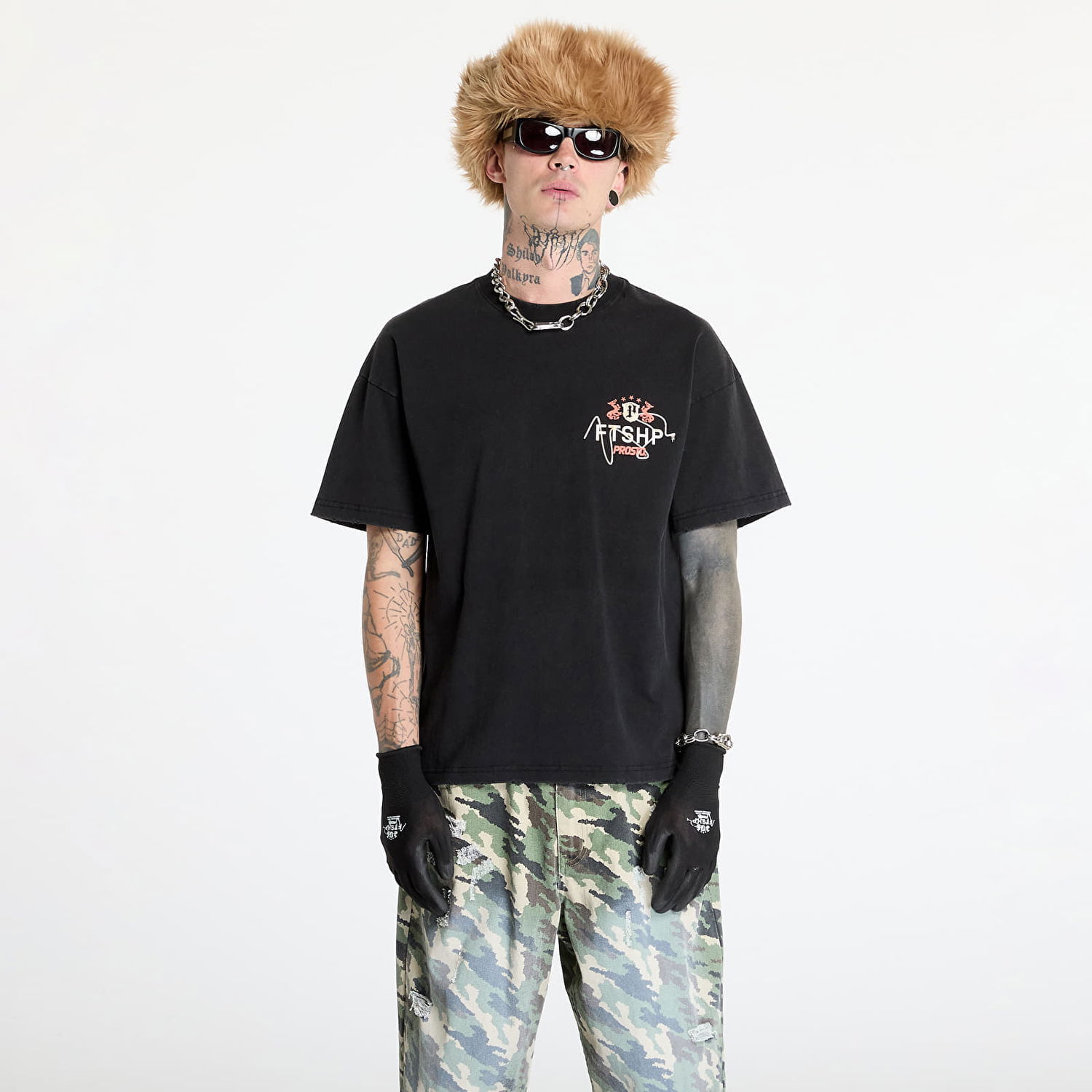 T-shirt Footshop Prosto x Crest Black T-Shirt Sort | FTSHP_416, 0