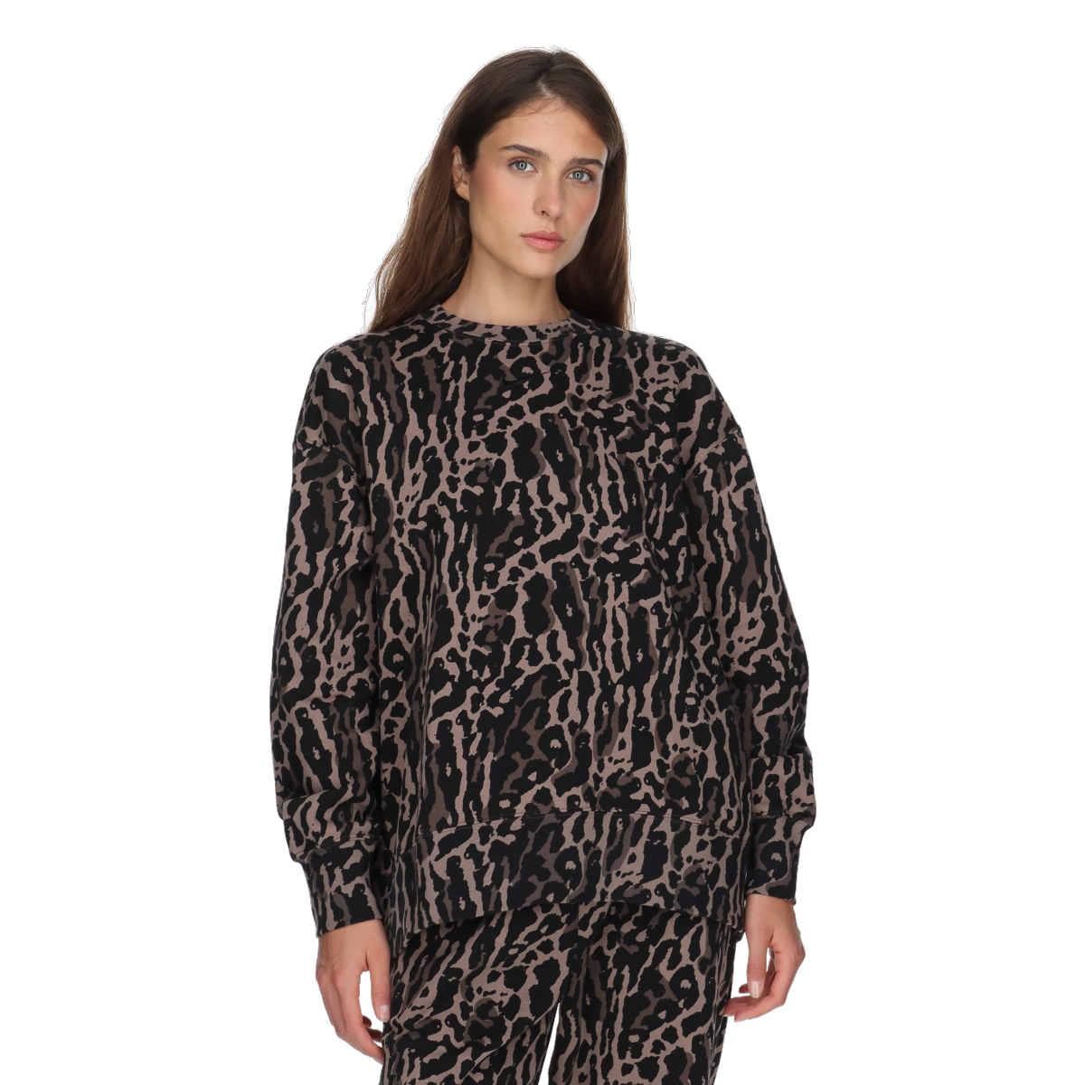 Sweatshirt Nike NSW Phoenix Fleece Oversized Leopard Print Crewneck Sweatshirt Flerfarvet | IB2371-010, 0