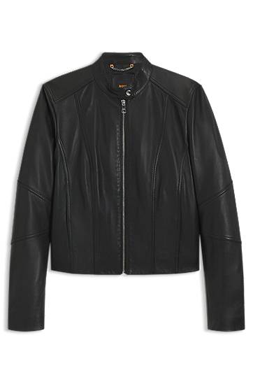 Jakke BOSS Leather jacket with stand collar Sort | 50545625, 0