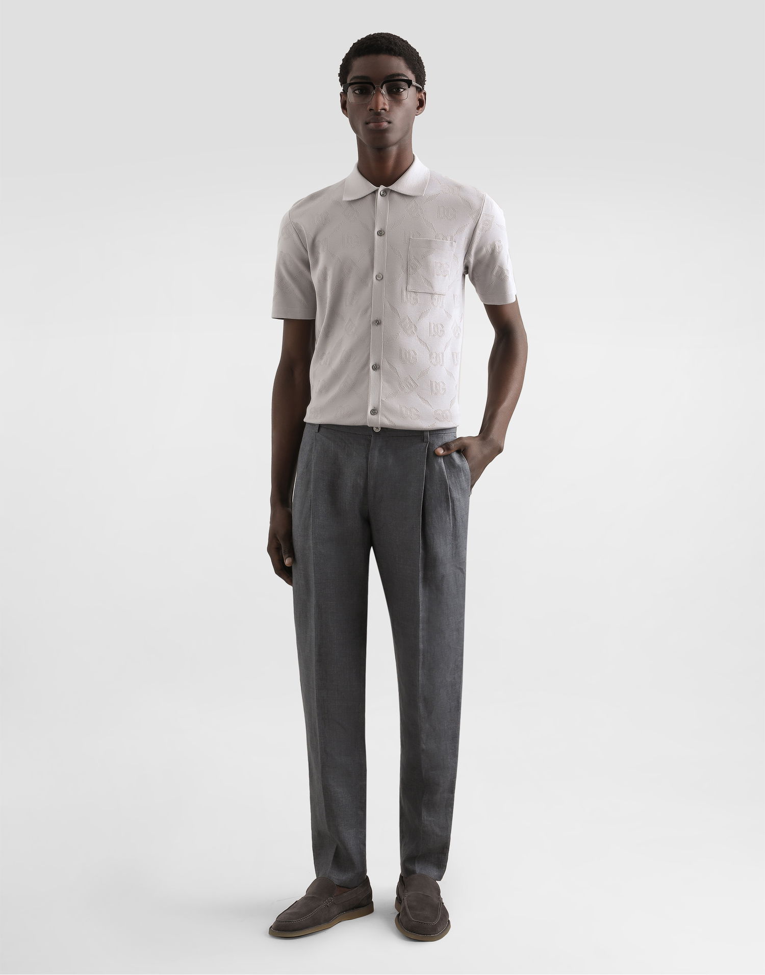 Bukser Dolce & Gabbana Dolce & Gabbana Washed Linen Canvas Trousers Grå | GP06JTFU4MFN0701, 1