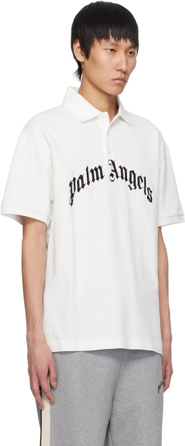 Polo skjorte Palm Angels Palm Angels Curved Logo Polo Hvid | PMGB012S25FAB0030310, 1