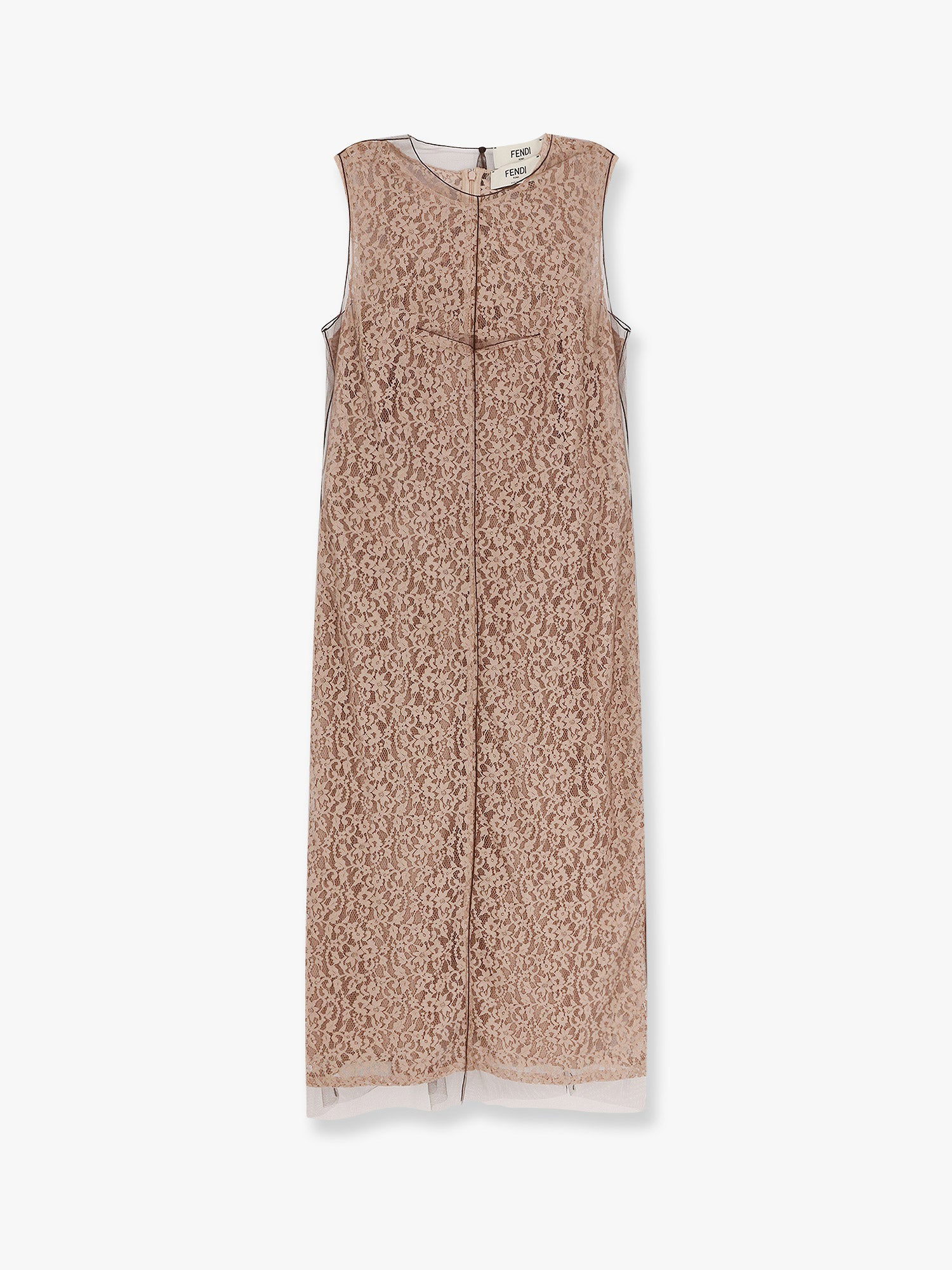 Kjole FENDI Fendi Lace Midi Dress Beige | FDD298AUP7F1T47, 0