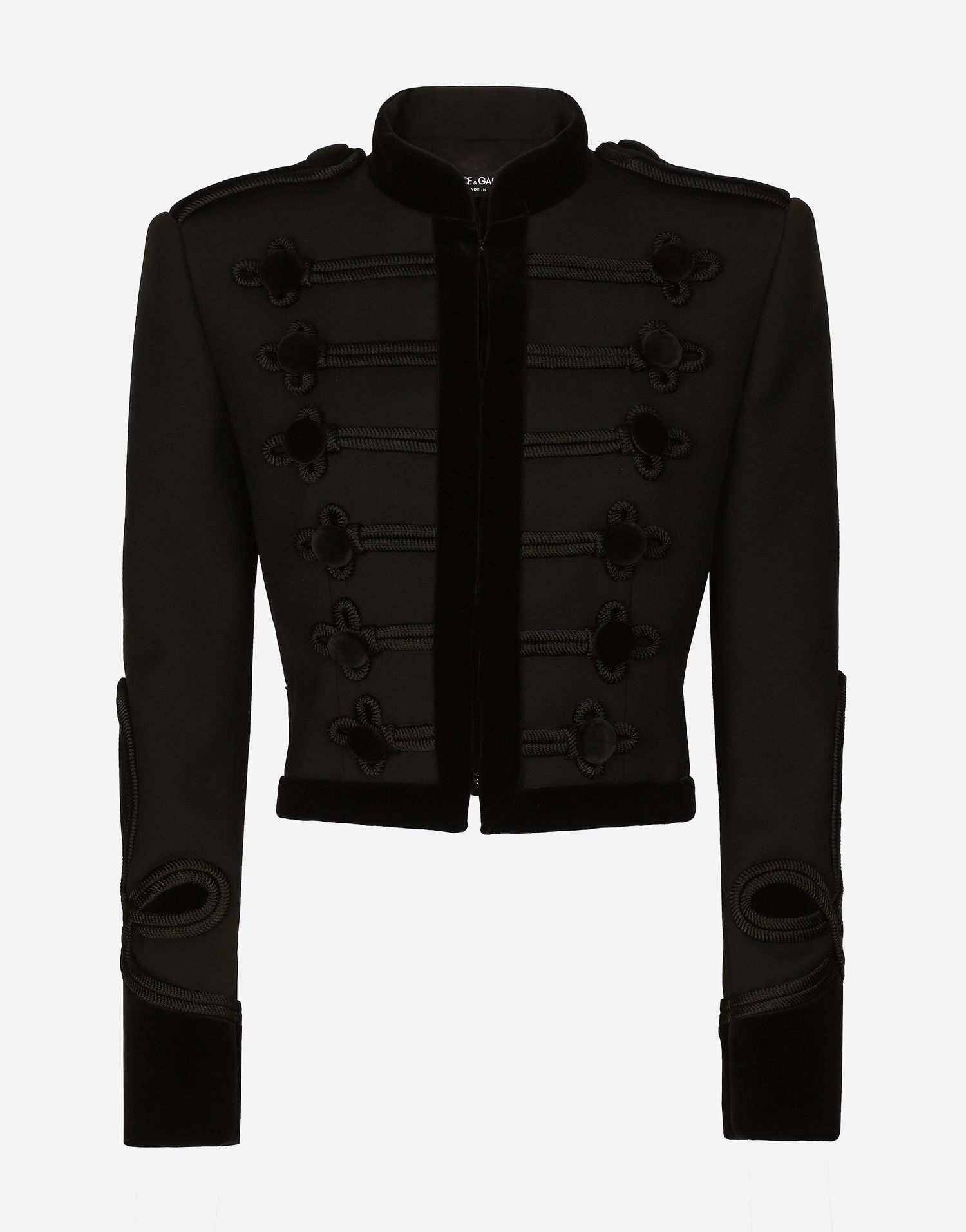 Jakke Dolce & Gabbana Dolce & Gabbana Double Wool Gabardine Tailcoat With Epaulets Sort | F27CRTFU272N0000, 0