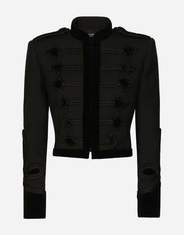 Jakke Dolce & Gabbana Dolce & Gabbana Double Wool Gabardine Tailcoat With Epaulets Sort | F27CRTFU272N0000, 0