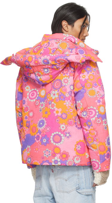 Puffer jakke ERL Floral Print Down Jacket Lyserød | ERL07C103, 2