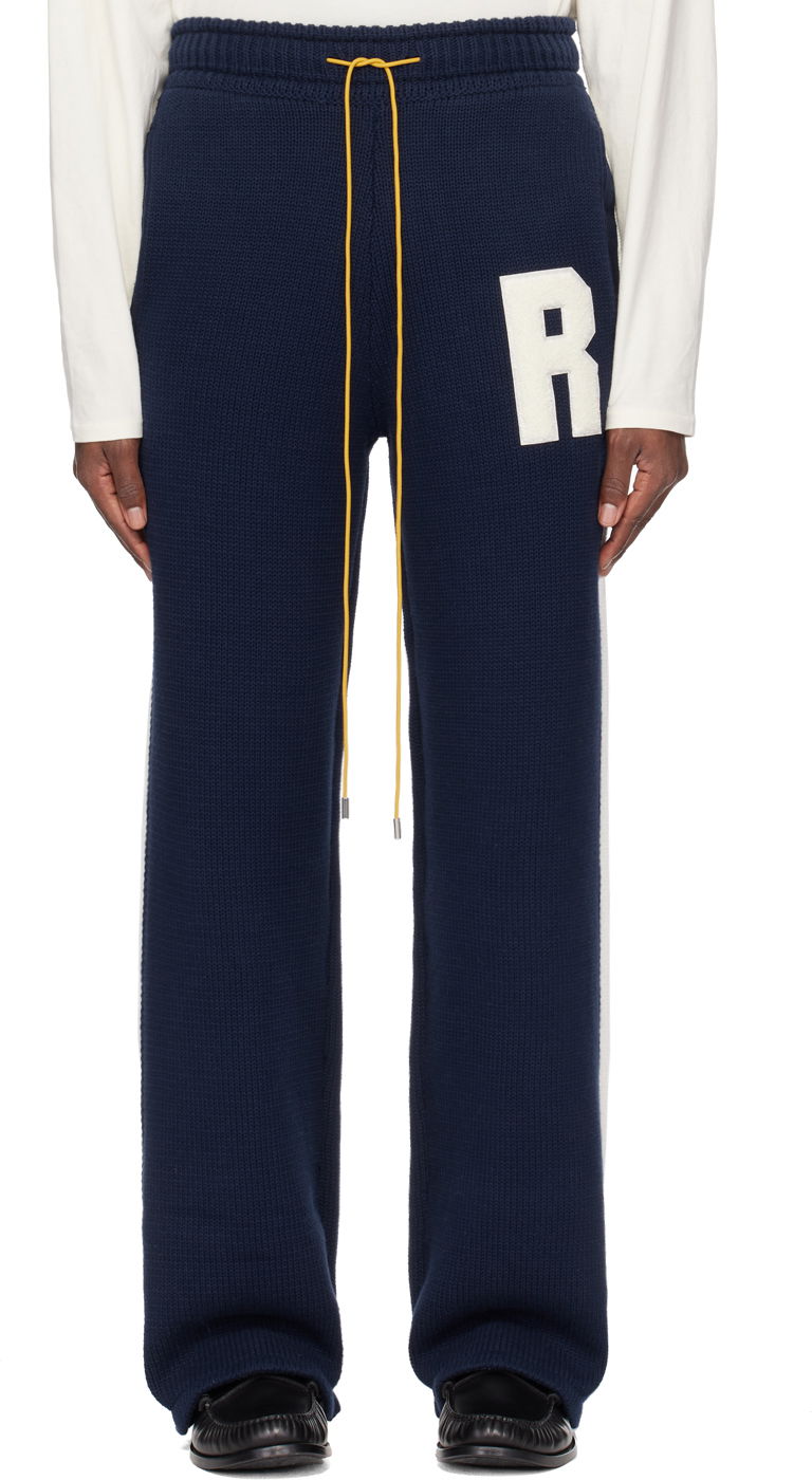 Joggingbukser Rhude Knit Lightning Trousers Mørkeblå | RHPS24PA09504364