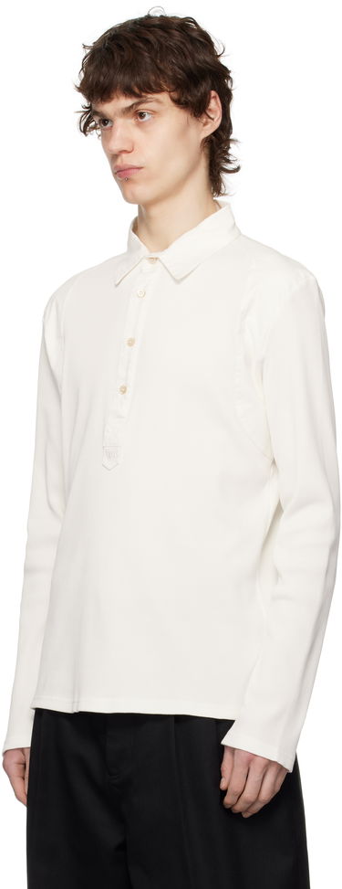 Polo skjorte Wales Bonner Wales Bonner Dub Long Sleeve Polo Hvid | MS25JE03-JE02-000 RIB JERSEY, 3