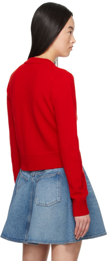 Sweater AMI AMI Paris Ami de Coeur Crewneck Wool Cardigan Rød | FKC171.KN0071, 2