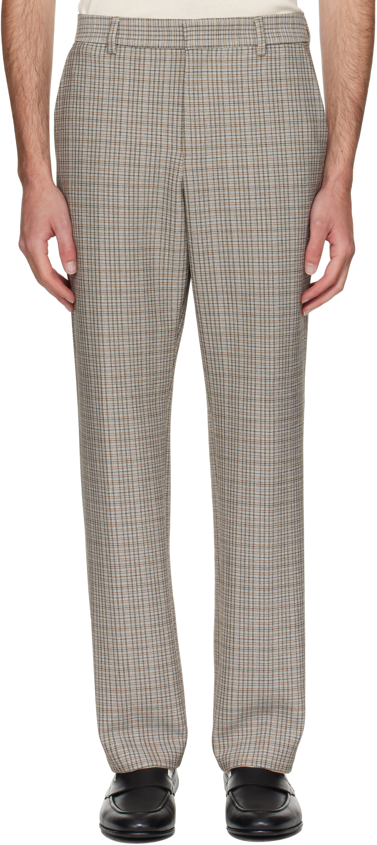 Bukser BOSS BOSS Relaxed-Fit Checked Stretch Trousers Brun | 50546061, 0