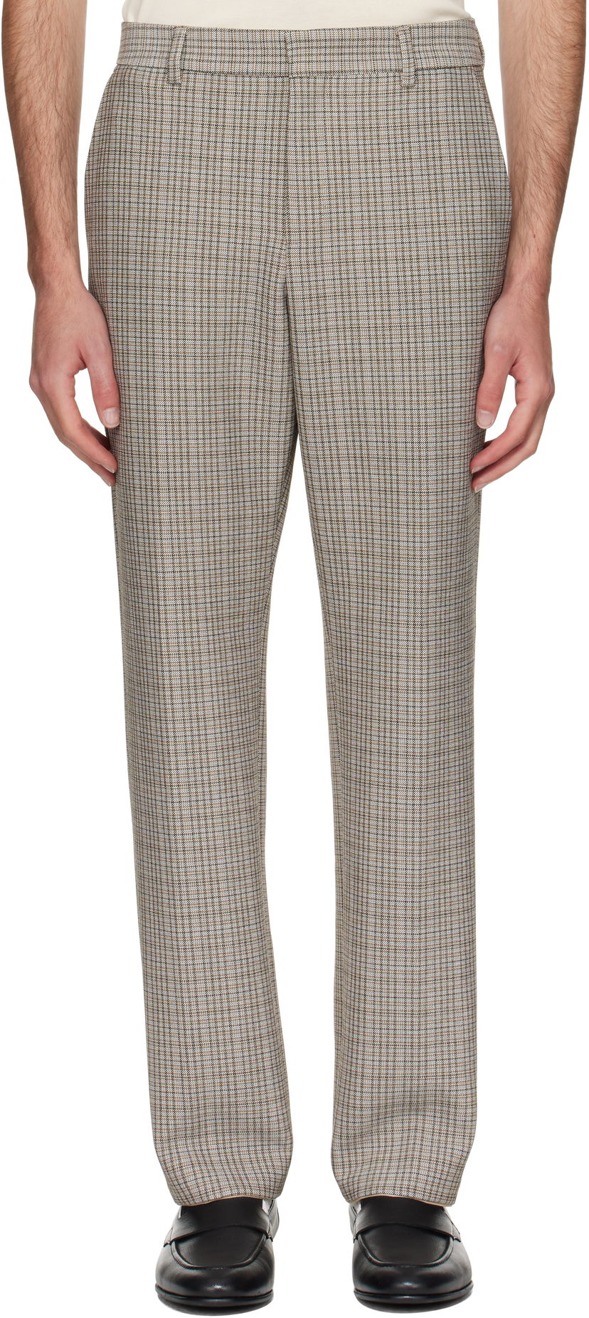 Bukser BOSS BOSS Relaxed-Fit Checked Stretch Trousers Brun | 50546061