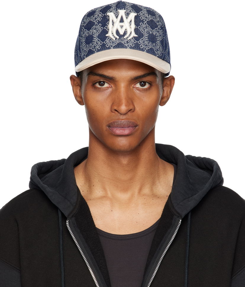 Kasket AMIRI AMIRI MA Leather Brim Denim Cap Mørkeblå | AMHACP1061